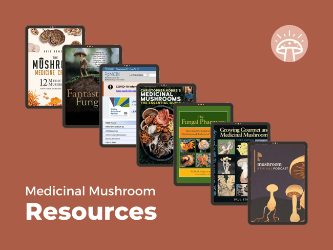 Medicinal Mushroom Resources Graphic with Covers
