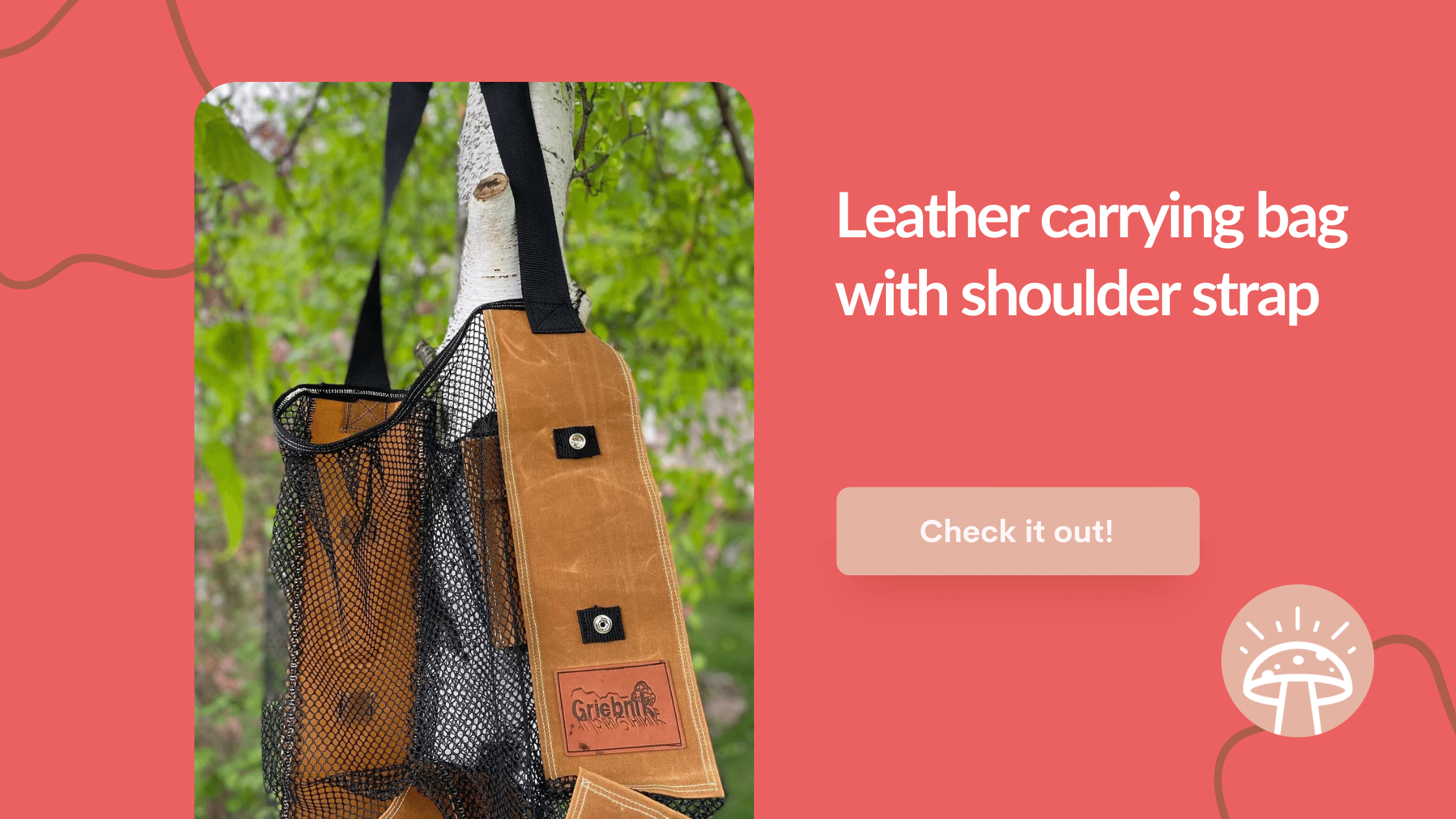 leather mushroom foraging bag
