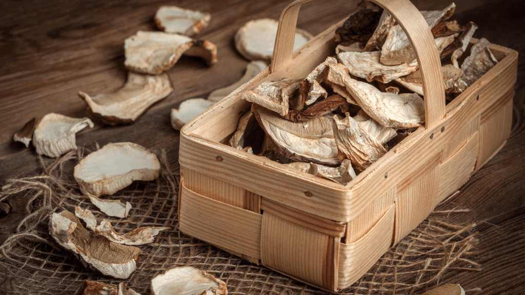 basket of dried mushrooms