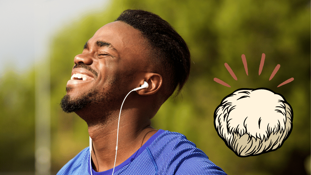 Black athlete smiling at the sun with lions mane icon-1