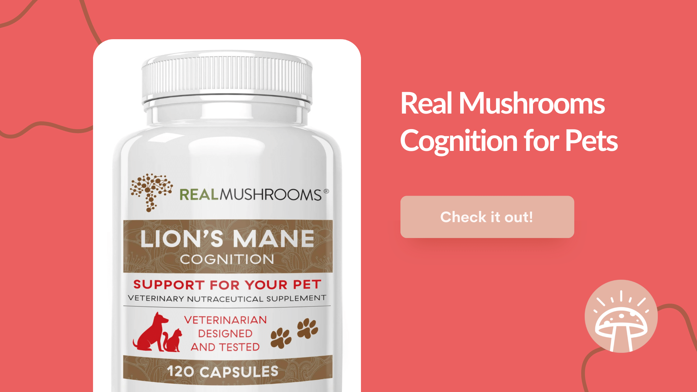 Real Mushrooms Lions Manehttps://shop.realmushrooms.com/products/organic-lions-mane-extract-capsules-for-pets