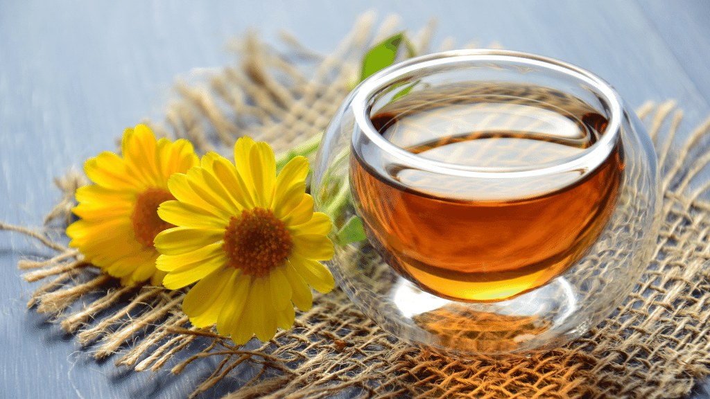 lions mane tea with flowers