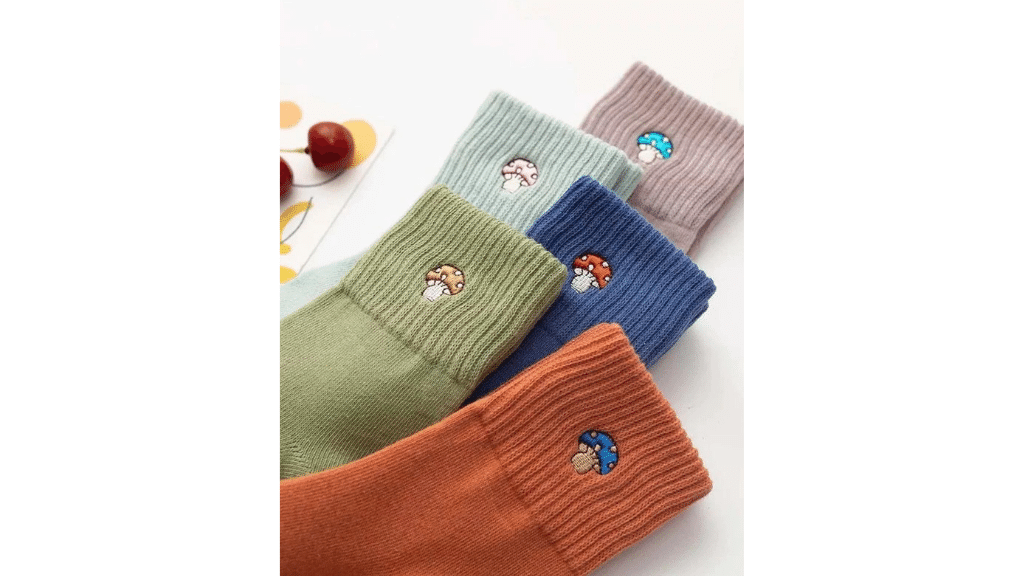 multicolor mushroom socks