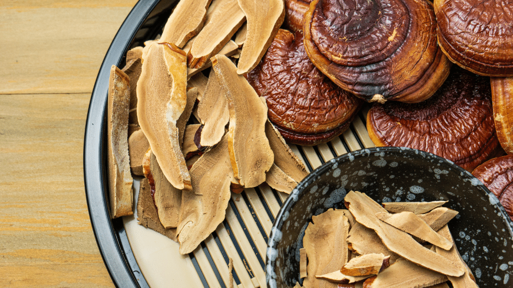 reishi mushrooms on a platter