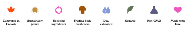 Rainbo brand details as icons